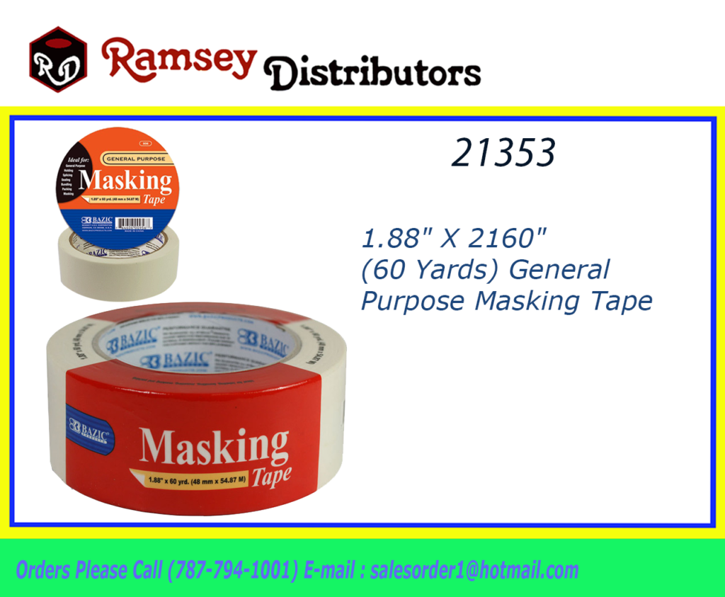 21353 – 956 Bazic 1.88″ X 2160″ (60 Yards) General Purpose Masking Tape 