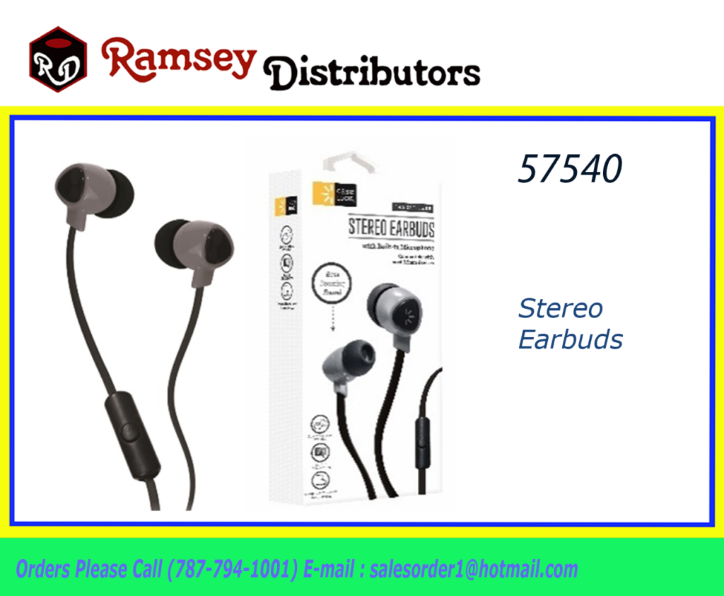 57540 119 Gy Round Earbuds W Mic Grey Ramsey Distributors